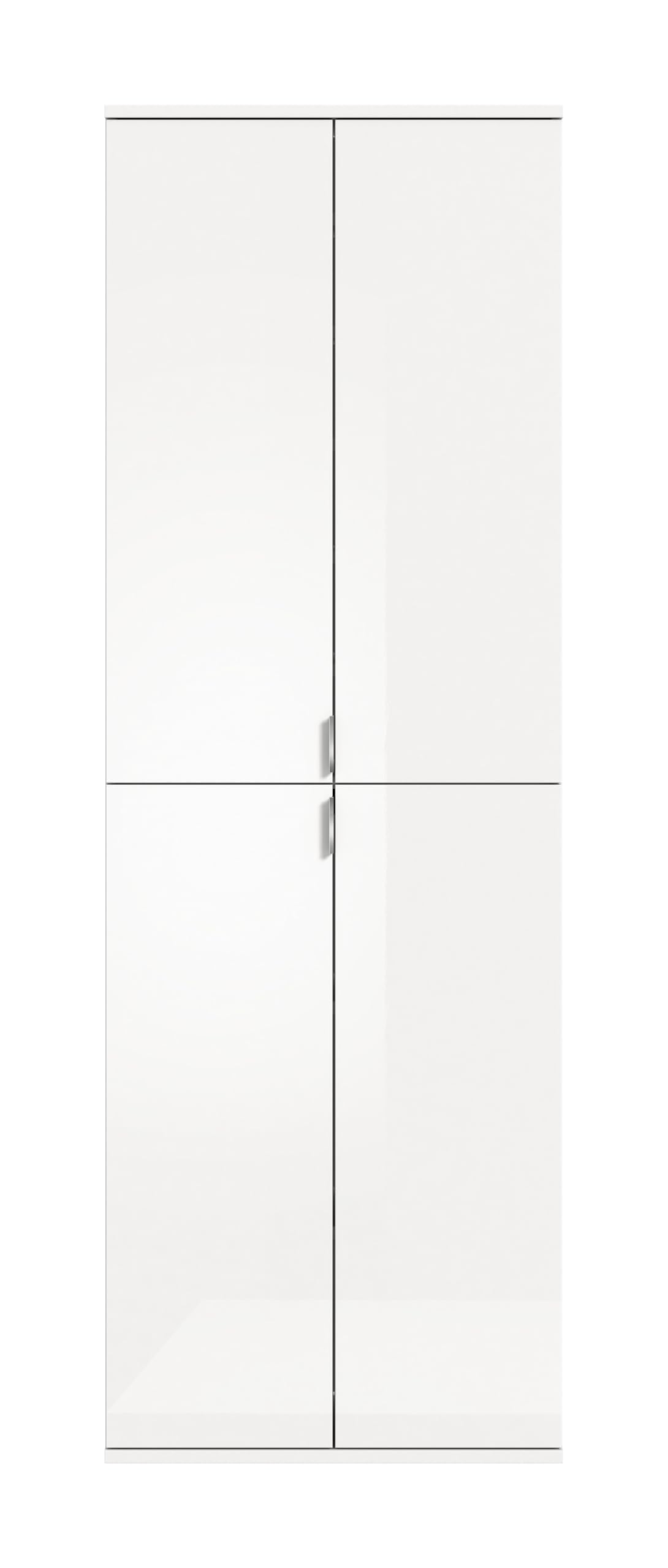 xonox.home - Hochschrank Projekt X 61x193x34 cm in weiß und weiß Hochglanz - Flurschrank Möbelstück Garderobenschrank - hochwertig verarbeitet nordisches Design stilvolles Ambiente – Bild 2