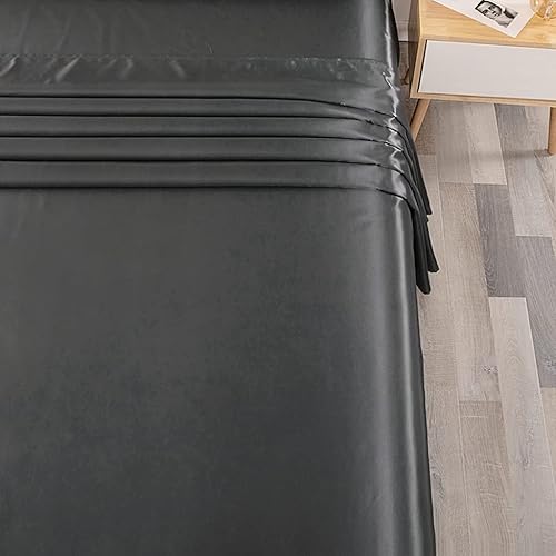 Miniatura 25 de Sfoothome Juego de sábanas de satén plateado, sábanas de satén tamaño individual, juego de sábanas de satén sedoso de bolsillo profundo con 1 sábana