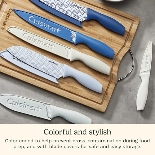 Image of Cuisinart Advantage 12-Piece Kitchen Knife Set,Professional-Quality Nonstick Coated Stainless Steel Knives with Covers,Nonstick Color Coating- Easy Slicing,Ergonomic Handles,G1022-12BW,8 inch(Pack of 6)