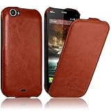 Seluxion - Housse Etui Coque Rigide à Clapet pour Wiko Darkfull Couleur Marron + Film de Protection Seluxion - Housse Etui Coque Rigide à Clapet pour Wiko Darkfull Couleur Marron + Film de Protection