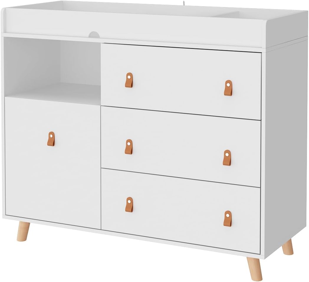 Lovinouse Baby Changing Table Dresser, Premium Nursery Dresser with 3 Drawers, Diaper Changing Station Table for Boys and Girls (4 Drawers)