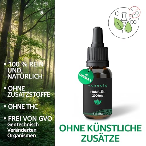YamnaYa – Premium Hanföl 20% | Kaltgepresst & Vegan | Naturrein & Ohne Zusätze | Laborgeprüft | Hergestellt in der EU