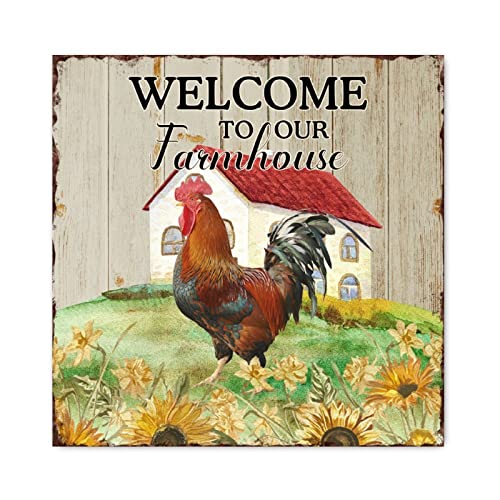 Panneau en bois Welcome to Our Farmhouse suspendre décoration murale