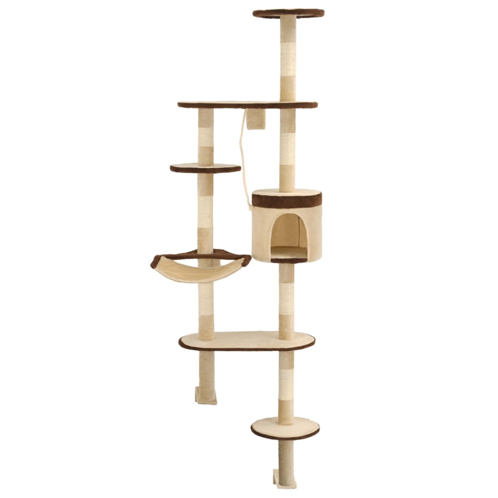 ZEYUAN Albero Gatti Tiragraffi in Sisal a Muro 194 cm Beige e Marrone,Articoli per animali,Animali domestici - Articoli,Articoli per gatti,Tiragraffi(SPU:170589)