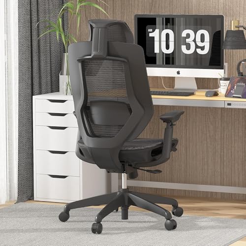 flexispot upgraded oc6 big and tall office chair heavy duty4d armrest mesh ergonomic home office chair with high backlumbar supporttilt functionand 360swivel wheelsblack