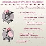 Bayer Chic 2000 Wózek dla lalek 2 w 1 Mila – melanż, szaro-różowy, uchwyt z regulacją wysokości 39-72 cm, nowoczesny stelaż, lalki do 50 cm, 3-7 J.