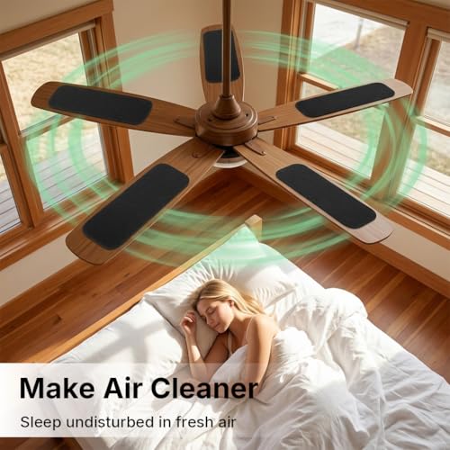 Image of HASTHIP 5 Pack Ceiling Fan Filters Activated Coconut Shell Carbon Air Purifier Pads Unscented Dust and Allergen Capture for Household Ceiling Fans Black
