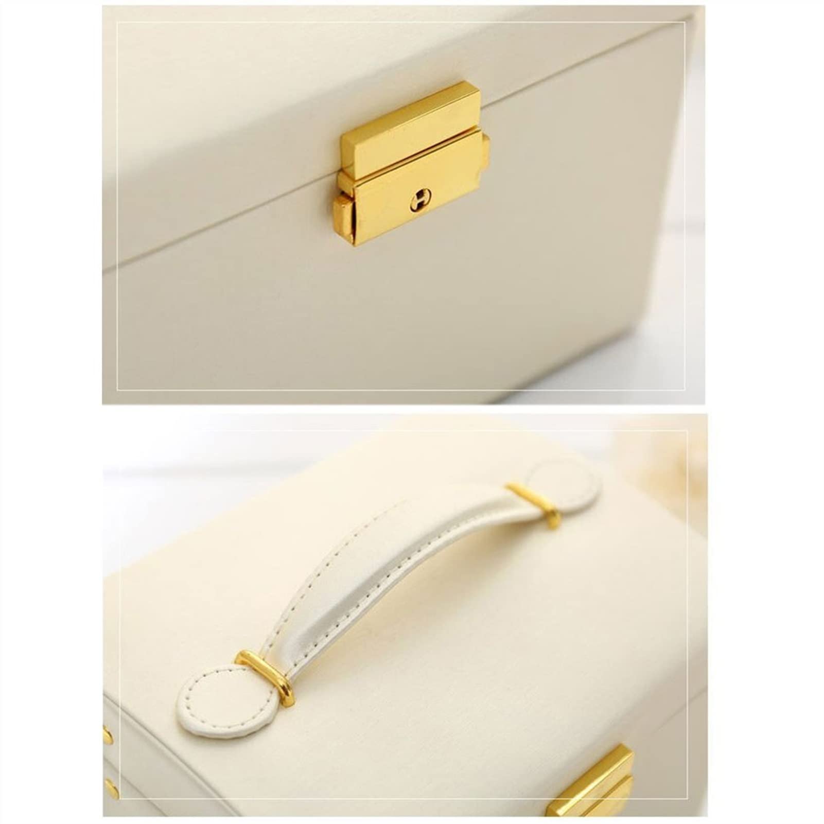 Boîte à Bijoux à 3 Niveaux en Cuir synthétique avec Miroir et Serrure