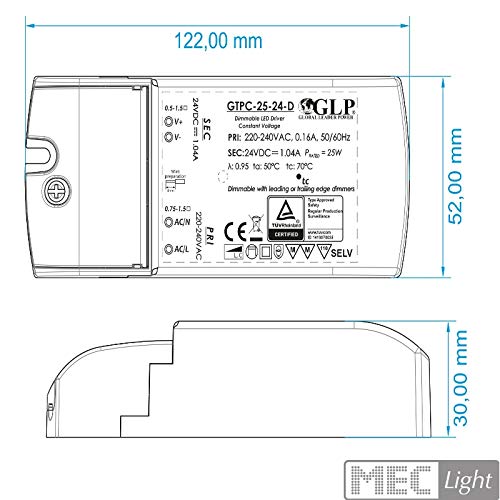 Slim Line LED Trafo 100W, Dimmbar – 12V DC, 8,3A, Maße 210x67x34 Mm, Für Möbeleinbau, TÜV Geprüft