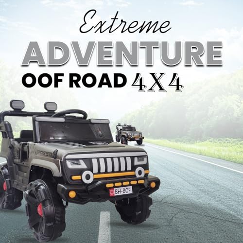 Image of SHAKYA WORLD Nitro Battery-Operated Rechargeable Ride-on Jeep for Kids with Remote Control, 1 to 4 Years, Gray