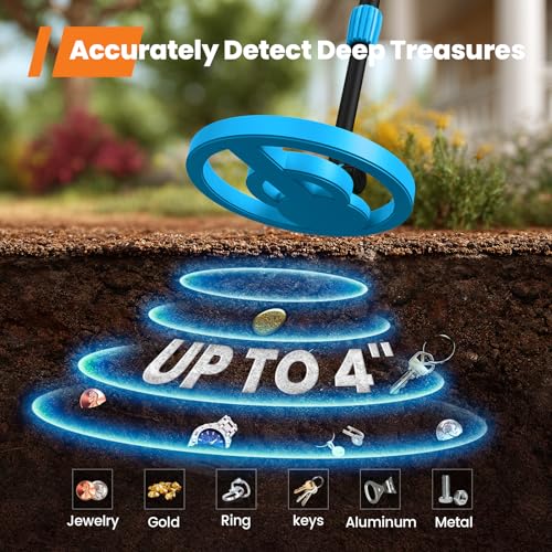 Image of GoGonova Metal Detector, Adjustable 27.5 inch - 37.8 inch Metal Detector for Kids with LED Display, Lightweight Kids Metal Detector Kit with 6.8 inch Waterproof Search Coil, Gift for Boys & Girls, Blue