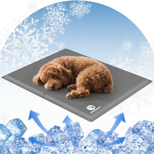 Shinyee® ペット ひんやりマット 犬 ベッド 夏 (XS-XXL)【ペット看護師監修】 クールマット 犬 猫 ペット 冷却マット 多用途 冷感ジェルマット 犬 ひんやりシート 暑さ対策 犬 熱中症対策 - グレー、S：50x40CM