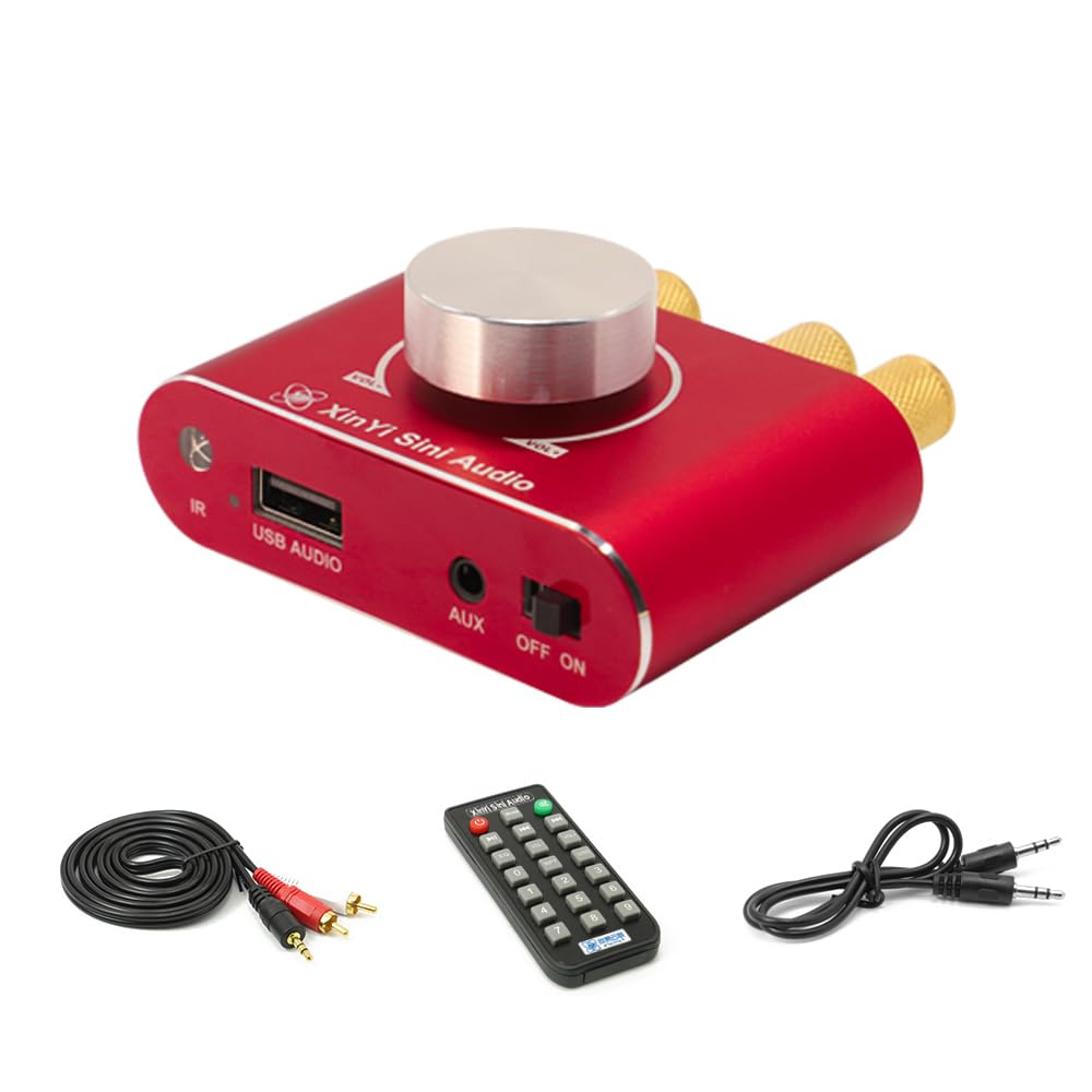 AMPLIFICADOR DE POTENCIA 100w 100w Bt 51 amplificador de altavoz portátil para uso doméstico y en coche con múltiples modos de control y protecciones seguras (Roja)