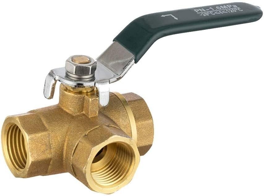 Gartenhahn-Anschluss, Wasserrohr-Anschlüsse, 1/4 Zoll, 3/8 Zoll, 1/2 Zoll, 3/4 Zoll, Messing-Kugelhahn, vollständiger L-Anschluss, Gewinde, 3-Wege-Ventil(3/4")