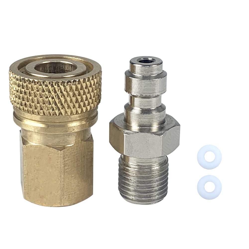 8mm Quick-Disconnect Plug Adapter, Universal 1/8" BSPP Female Thread, Brass Quick-Connect Coupler with Sealing O-Ring for Air Compressor