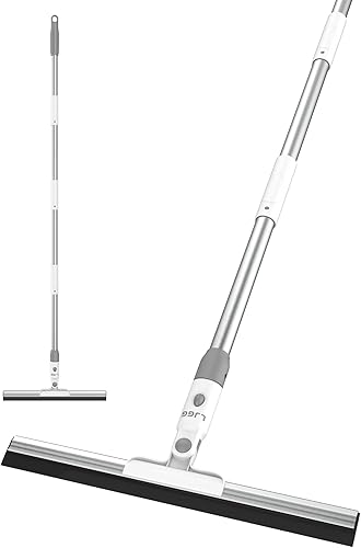 LJGG Escoba de goma para piso, escoba de goma de 17 pulgadas con poste de aleación de aluminio de 51 pulgadas para azulejos de baño, concreto de