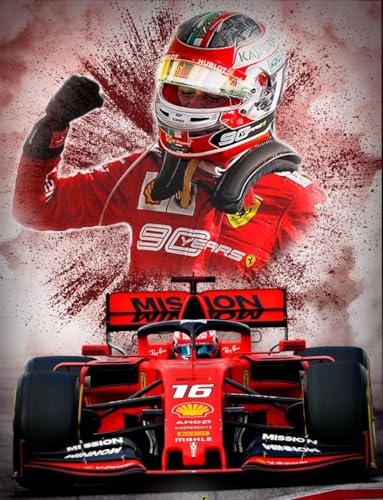 Cialda per Torte e Cupcake in Ostia a Tema F1 Formula 1, Cake Design, Cupcake Topper, Dischi Commestibili, SENZA GLUTINE (Charles Leclerc, 2)