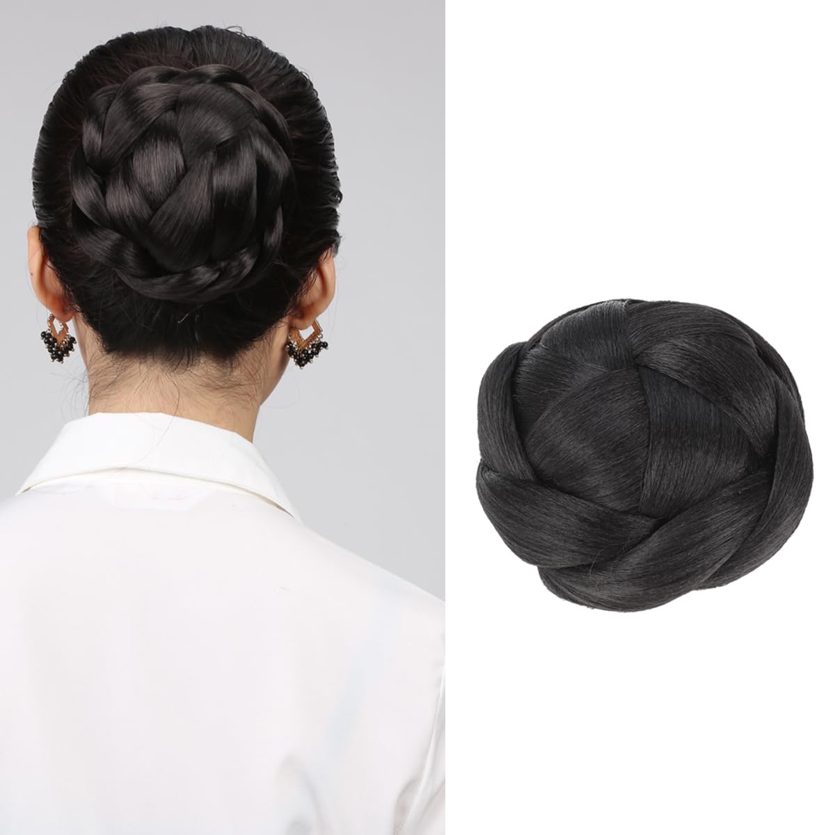 FRCOLOR Braided Hair Chignon Bun Claw in Hairpiece Synthetic Wavy Hair Extension for Women Easy Diy Hairstyles Travel and Special Occasions - Image 2