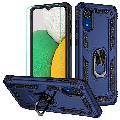 Androgate Phone Case for Samsung Galaxy A03 Core, Blue, Cellular Phone Case with Ring Holder, Heavy Duty Protection, Screen Protector, 15ft Drop Tested