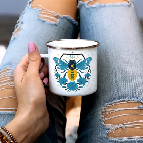 Taza de Camping Enamel Celestial Bee 12 oz miniatura 3