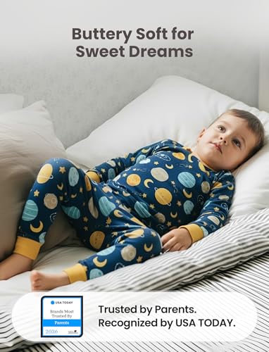Image of PATPAT Bamboo Viscose Pajama Sets for Toddler Boys & Girls Baby Kids, Ultra-soft Snug fit Pjs Sleepers for Birthday Holiday