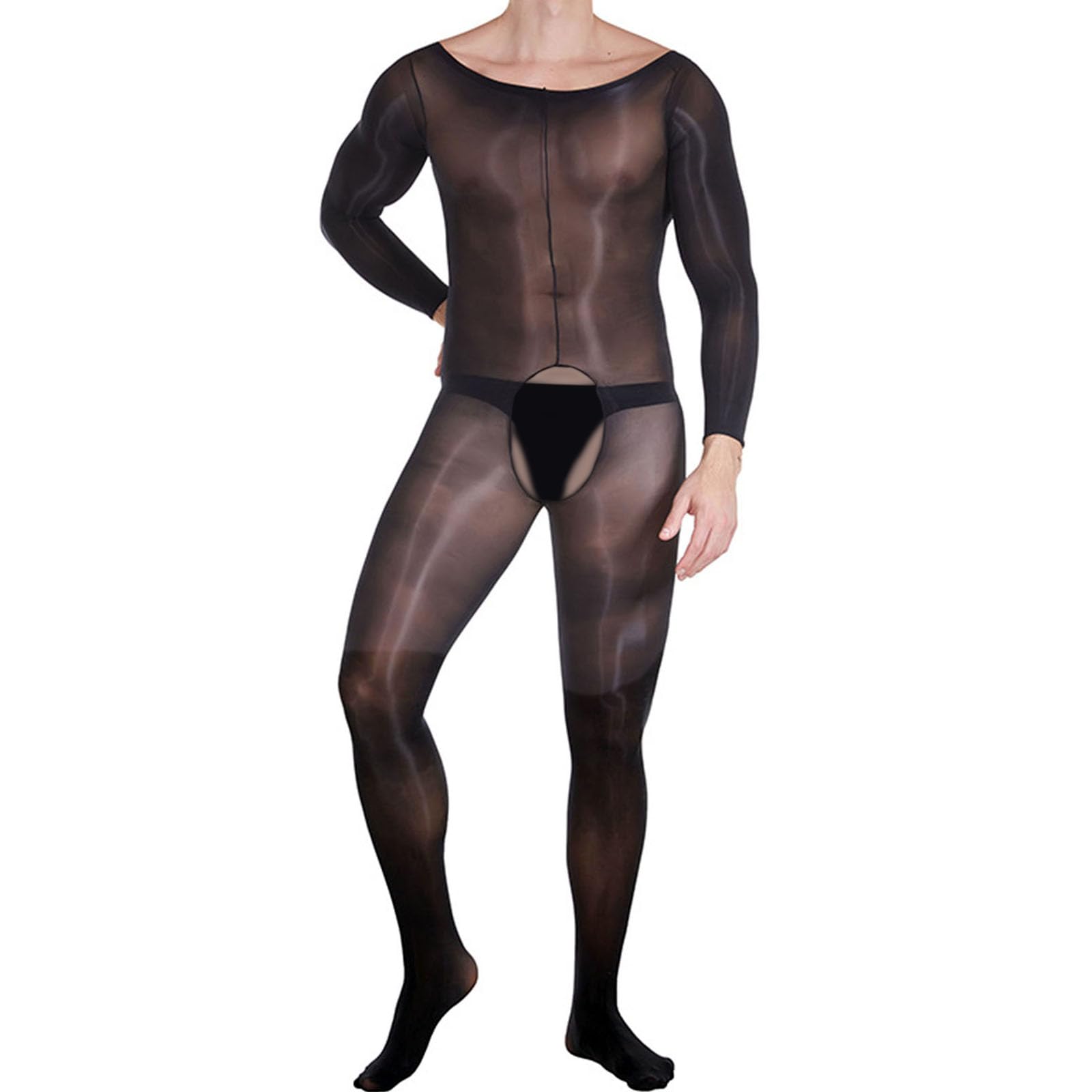HTRUIYATY Tenue Sexy Homme érotique Billiant 8D Sexy Bodystocking Man Lingerie Manches Body Bas Collant sous Vetement Homme