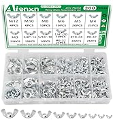 Aienxn 200PCS Wing Nuts Assortment Kit, Metric & SAE Sizes- M3 -M12, #6-32 to 3/8"-16 Zinc Plated...