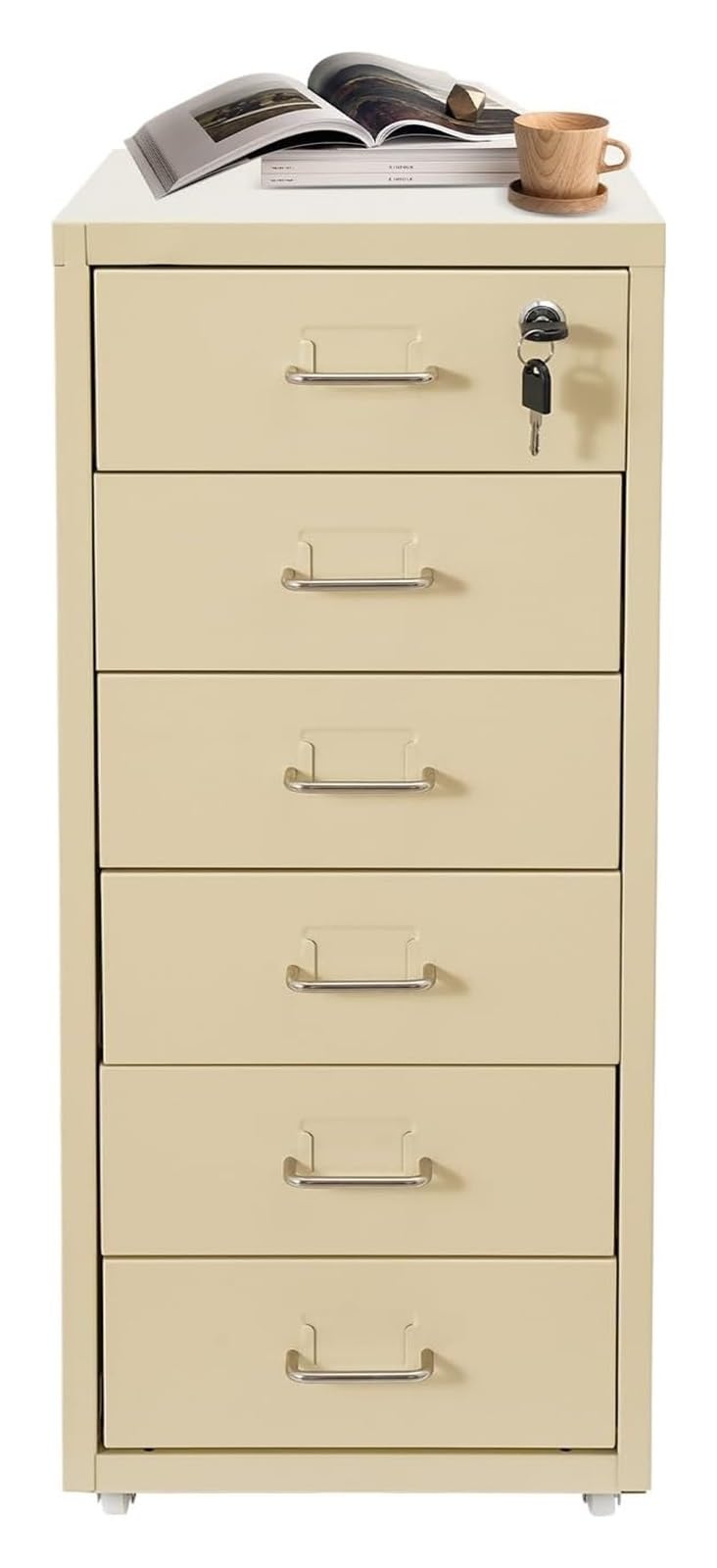 Classeur mobile beige sous bureau pour optimiser votre intérieur