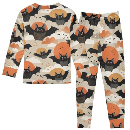Pajama Sets Long Sleeve Flying Bats Among Clouds Soft Comfy Sleepwear 2 Piece PJS 3-8T3