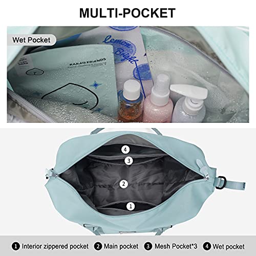 Hyc00 Travel Duffel Bag, Sports Tote Gym Bag, Shoulder Weekender Overnight Bag For Women,Olive Green, Light Blue #TOP2