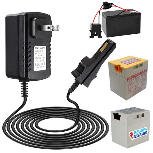 12V Battery Charger Replacement for Fisher-Price Power Wheels, Compatible with Gray Battery & Orange Top Battery - Charging Adapter for All 12V Ride-On Toys & Cars
