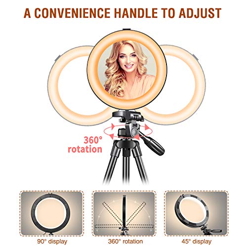 Selfie Ring Light - 14 Colors RGB Ring Light with 2 Adjustable Tripod Stand/Phone Holder/Camera Remote Shutter Best 10 Brightness Levels Dimmable LED Ring Light for Makeup,YouTube, Photography - Thumbnail 7