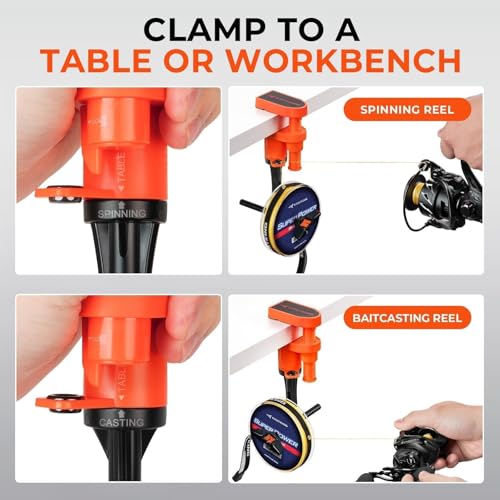 Image of KastKing TrueWind Clamp-On Fishing Line Spooler, Portable Fishing Reel Spooler for Spinning & Baitcasting Reels, No Line Twist, Adjustable Tension, Built-in Line Cutter