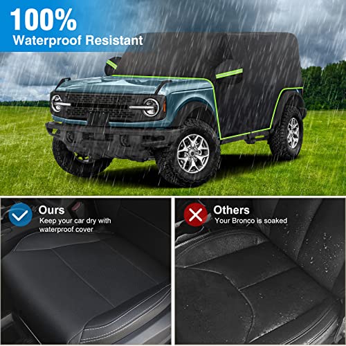 Image of Cab Car Cover for Ford Bronco 4 Door, Waterproof 420D Oxford Car Cover All Weather Snow Sun Rain Covers Top Full Door Cab Covers Fit for Ford Bronco 2021 2022 2023 2024 2025