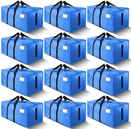 Image of HOMESURE Supports 200lbs Heavy Duty Moving Bags - Strong Zipper & Wrap-Around Handles - Water-Resistant Storage Totes, Durable Alternative to Moving Boxes - 12 Pack - Sky Blue