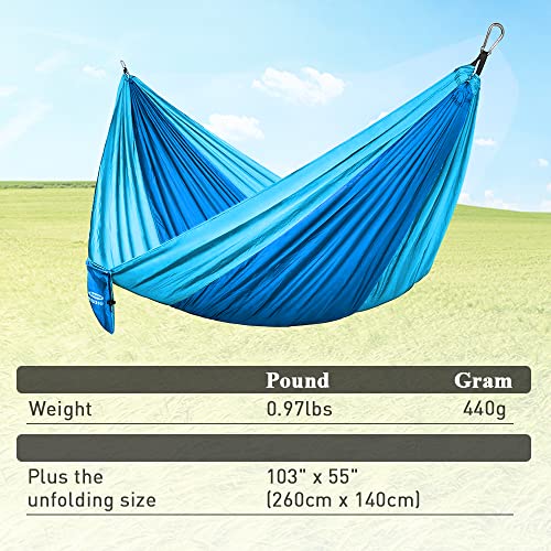 Forbidden Road Camping Hammock Single Hmmocks Parachute Hammock For Outdoor Hiking Travel Backpacking - 210D Nylon Taffeta Hammock Swing - Support 400Lbs Ropes Carabiners Included #TOP6