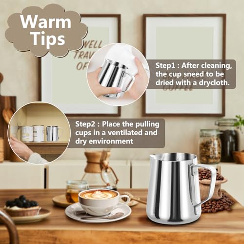 Saiveina FROTHER-001 Milk Frothing Pitcher, 12 Oz Milk Frother Steamer Cup Stainless Steel Espresso Cup thumb #4