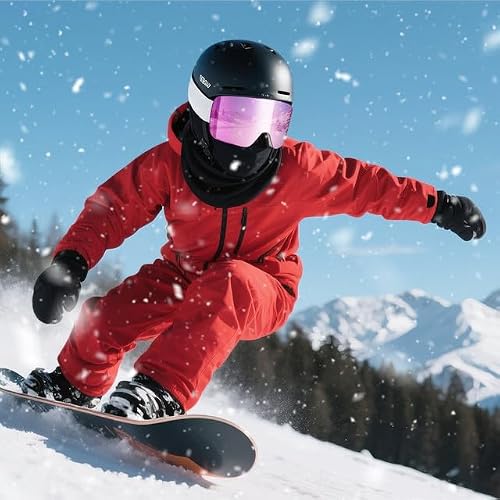 VCOROS Snowboard Ski Goggles Men Women Frameless Anti Fog OTG Snow Goggles Skating Skiing Snowmobile Detachable Lens(White Frame REVO Pink)