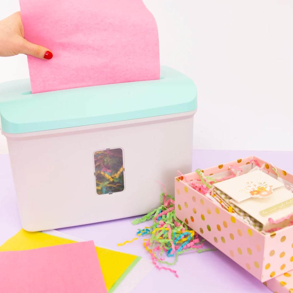 Craftelier - Máquina Cortadora de Papel Corrugado, CREA Relleno para Cajas | Pack 100 hojas papel seda incluido, capacidad cesta 8,5 L, ancho entrada papel A4 22 cm, 2 cepillos arrugadores, scrapbooking