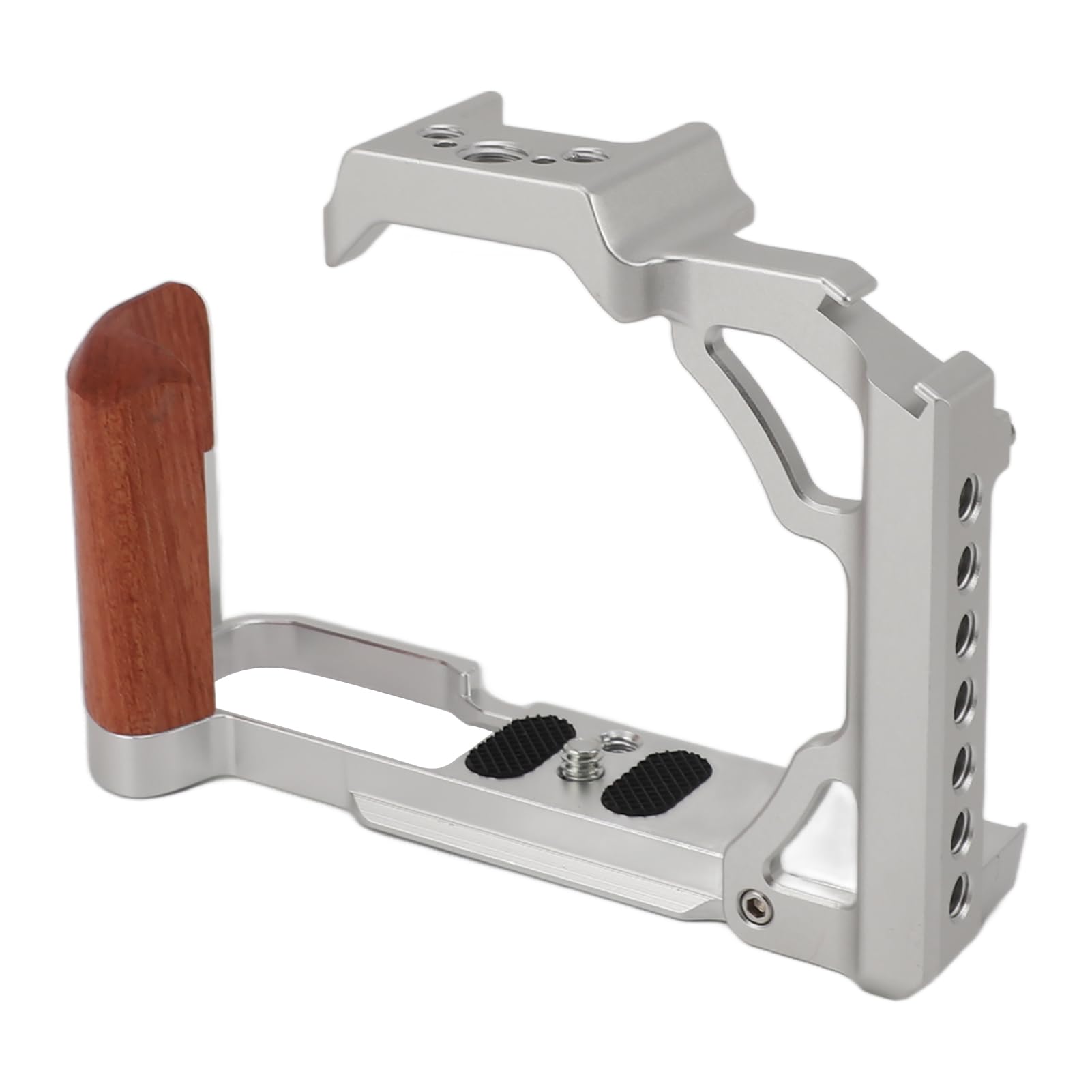 Generic Gabbia per Fotocamera con Manico in Legno per ZFC Lega di Alluminio Leggera Stabilizzazione Video Riprese All'aperto (SILVER)