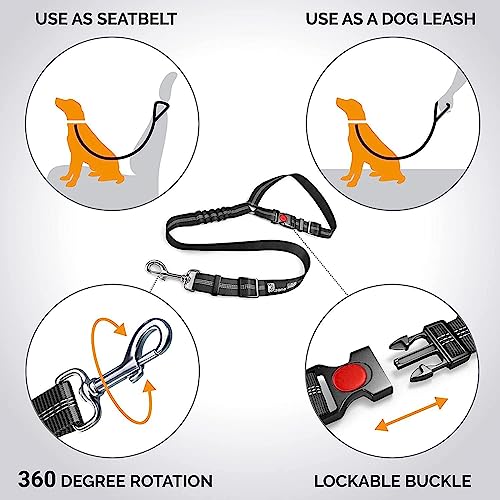Anschnallgurt Hund Hundegurt Auto Zubehör Hundeanschnaller Hundegeschirr Sicherheitsgurt Autogurt Hunde Gurt Sicherheitsgeschirr fürs Auto, 1+1