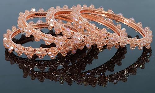 Image of NMII Stylish Pearls Beads Bangles Set For Women & Girls | Women's Bangles Bracelet | Metal Bangles Kada Set For Wedding, Party, Festival, Daily | Women's Fashion Jewellery- Set of 4