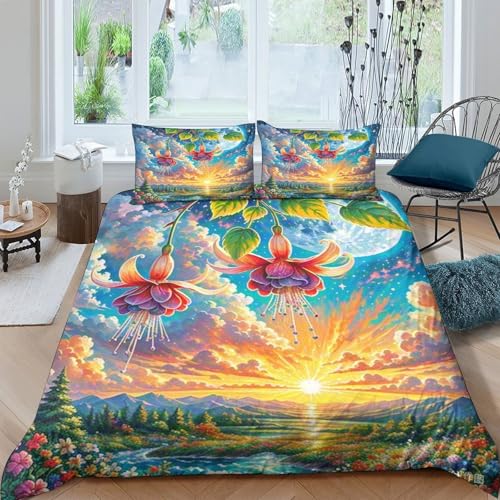 Parure de lit fuchsia 3D en microfibre douce avec fermeture éclair cachée king - 2