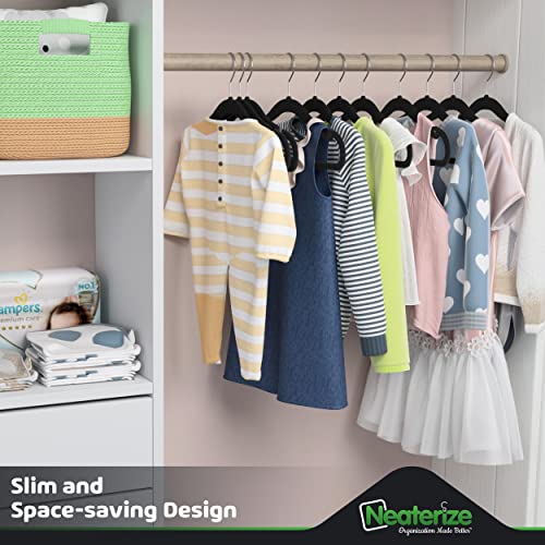 Clothes Baby Hangers For Closets - Unique Notches For Non Slip. Heavy-Duty Velvet Kids & Toddler Hangers For Closet | Ultra Thin Design For Space Saving. Ganchos De Ropa Para Bebe (40 Pack Black) #TOP1