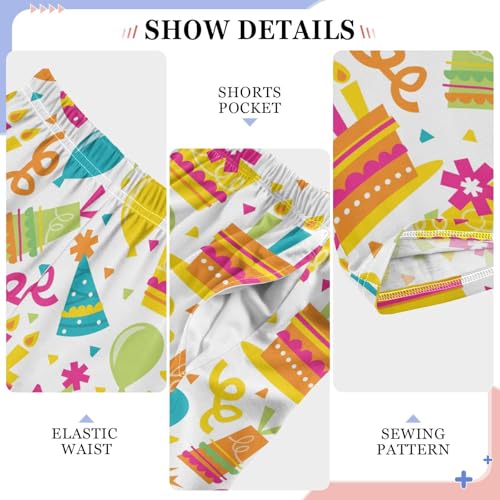 ZZXXB Birthday Cake Balloon Boys Long Pants Soft Trousers Elastic Waist Kids Lounge Bottoms with Pockets S-XL4