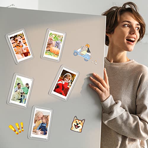 Remerry 48 Pcs Acrylic Refrigerator Magnet Mini Picture Frame 2 X 3, Double Sided Fridge Magnetic Frame Clear Magnetic Photo Frames Picture Display Frame For Film Photos Cards Stamp, 2.36 X 3.54 Inch #TOP2