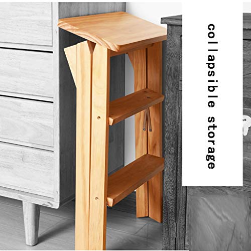 Taburete escalera de cocina plegable con banco de madera portátil 6