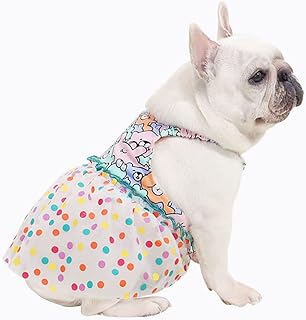 Moorfowl French Bulldog Princess Dress Summer Colorful Vest Gauze Skirt for Pug Corgi Doggie Party Dress with Cute Bear Floral Pattern Fashion Outfits (L(Chest 20.47