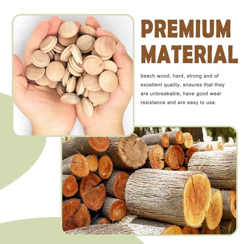 Image of 50pcs 25mmx20mm /1''x0.7''(Cover DiaxHole Dia) Stair Plugs,Beech Wood Screw Hole Covers,Button Top Screw Hole Plugs,Decorative Wooden for Woodworking