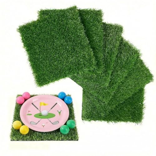 XLX TURF 6 Pack Artificial Grass Square Placemats for Golf